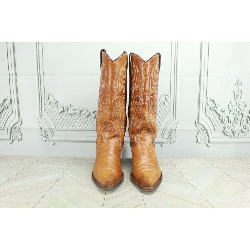 Steven Madden Brown Leather Pull-On Stitched Western Boots Size 6.5 - Picture 4 of 9